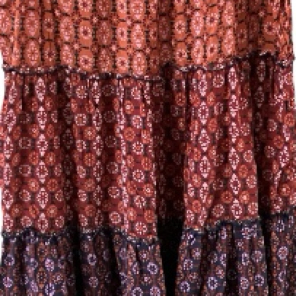 By Anthropologie Tiered Dress, Mini, Geometric, Sz M, Modal, Boho, Peasant - Picture 4 of 14